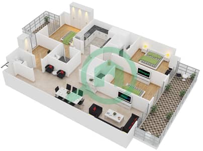 ACES Chateau - 3 Bed Apartments Type 3B Floor plan