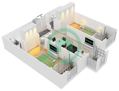 汉诺威广场 - 2 卧室公寓类型C6戶型图