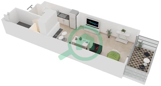 المخططات الطابقية لتصميم النموذج 2-A شقة استوديو - بلجرافيا 2