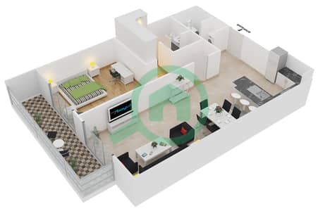 贝尔格莱维亚2号楼 - 1 卧室公寓类型11B戶型图
