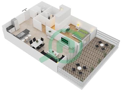 المخططات الطابقية لتصميم النموذج 5B شقة 1 غرفة نوم - بلجرافيا 2