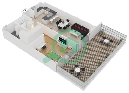 المخططات الطابقية لتصميم النموذج 2C شقة 1 غرفة نوم - بلجرافيا 2