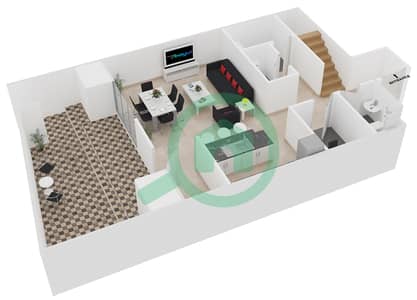 المخططات الطابقية لتصميم النموذج 1C شقة 2 غرفة نوم - بلجرافيا 2