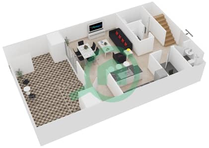المخططات الطابقية لتصميم النموذج 1A شقة 2 غرفة نوم - بلجرافيا 2