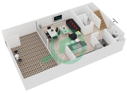 المخططات الطابقية لتصميم النموذج 1 شقة 2 غرفة نوم - بلجرافيا 2