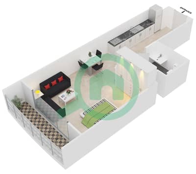 المخططات الطابقية لتصميم النموذج G FLOOR 1-3 شقة استوديو - شمال ريزيدينس