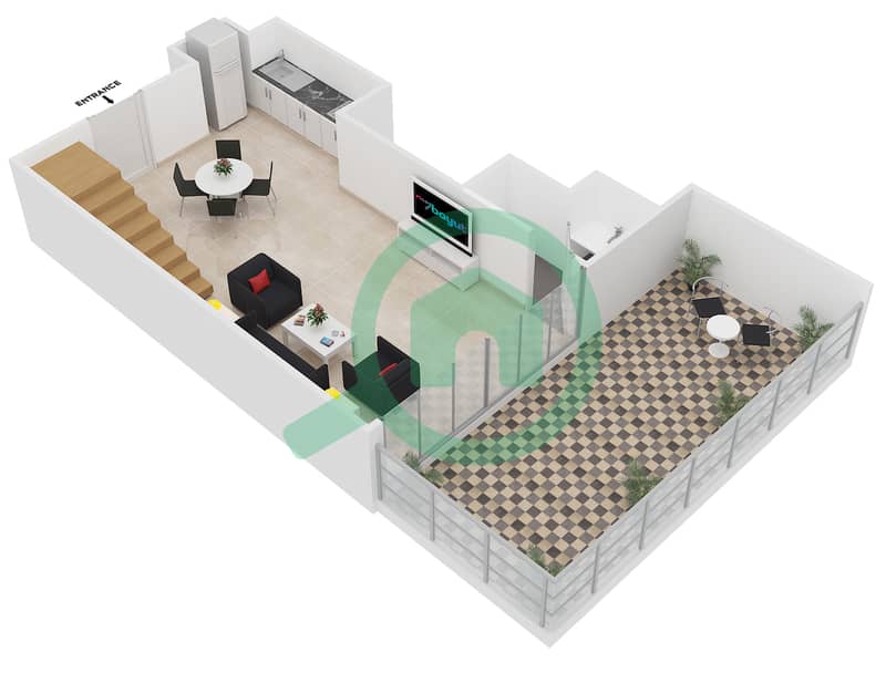 Floor Plans For Type Loft E 1 Bedroom Apartments In Shamal