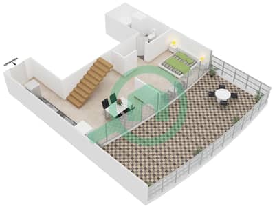 المخططات الطابقية لتصميم النموذج LOFT C شقة 2 غرفة نوم - شمال ريزيدينس