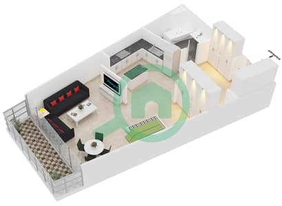 Shamal Residences - Studio Apartment Type A FLOOR 1-3 Floor plan