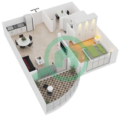 Knightsbridge Court - 1 Bedroom Apartment Unit T-26 Floor plan