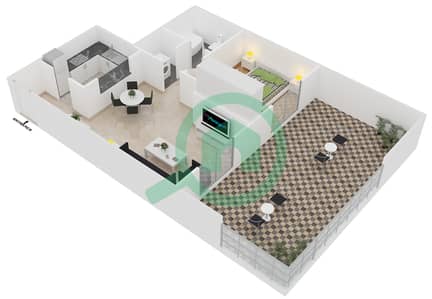 المخططات الطابقية لتصميم النموذج B03 شقة 1 غرفة نوم - دايموند فيوز 1