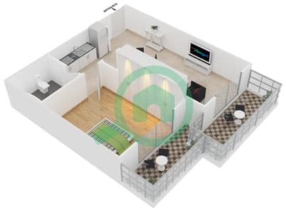 المخططات الطابقية لتصميم النموذج 18 شقة 1 غرفة نوم - دايموند فيوز 2