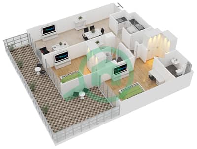 Laya Residences - 2 Bed Apartments Unit 419 Floor plan