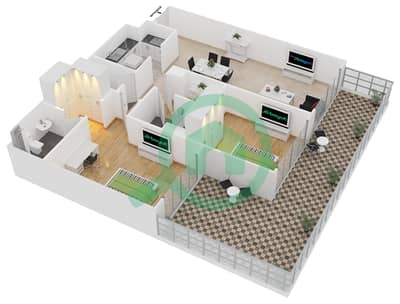 Laya Residences - 2 Bed Apartments Unit 405 Floor plan
