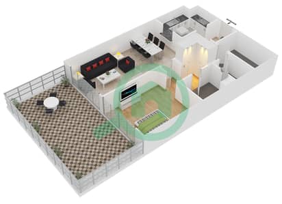 拉雅公寓 - 1 卧室公寓单位G16戶型图