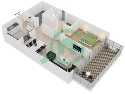 Laya Residences - 1 Bed Apartments Unit 410 Floor plan