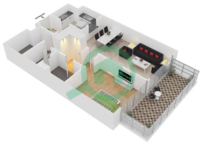 Laya Residences - 1 Bed Apartments Unit 409 Floor plan
