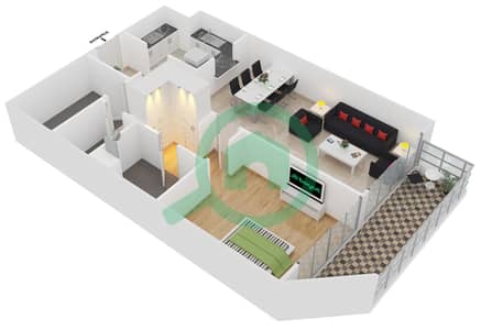 Laya Residences - 1 Bed Apartments Unit 407 Floor plan