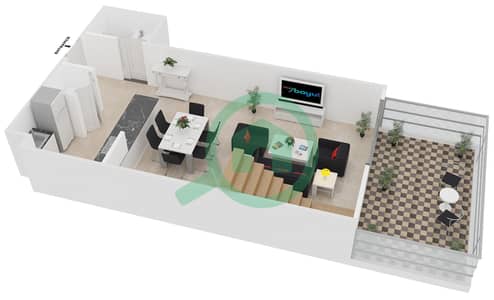 المخططات الطابقية لتصميم النموذج L شقة 1 غرفة نوم - فورتوناتو