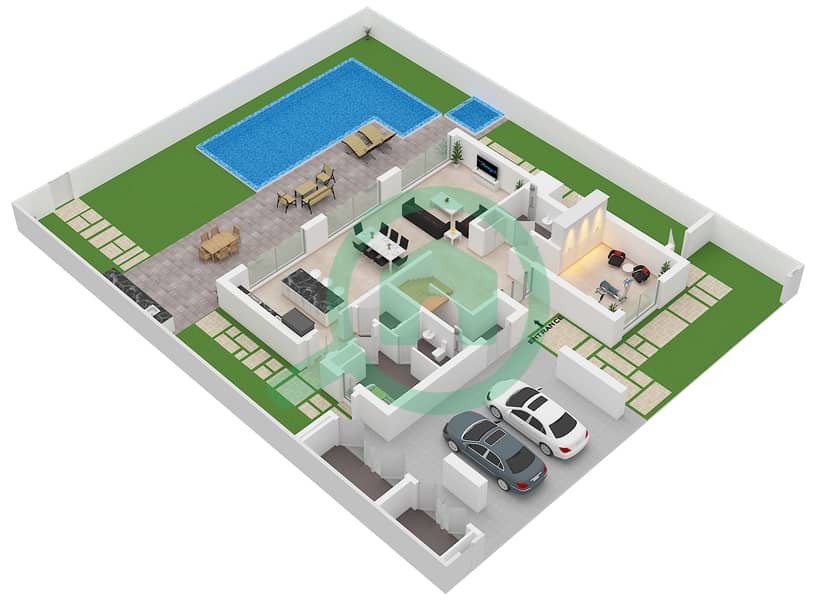 المخططات الطابقية لتصميم النموذج RAWYA فیلا 3 غرف نوم - كيان Ground Floor interactive3D