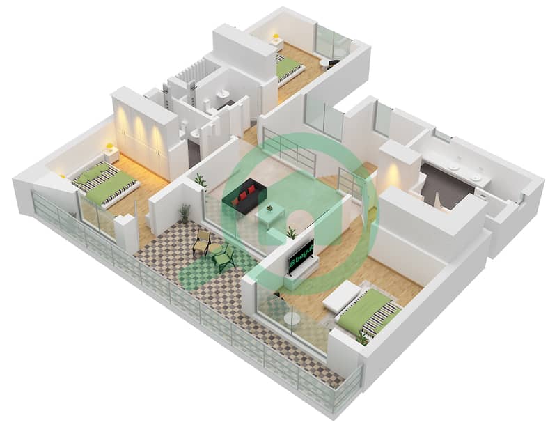 المخططات الطابقية لتصميم النموذج RAWYA فیلا 3 غرف نوم - كيان First Floor interactive3D