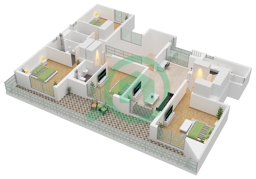 Каян - Вилла 5 Cпальни планировка Тип RAWYA First Floor interactive3D
