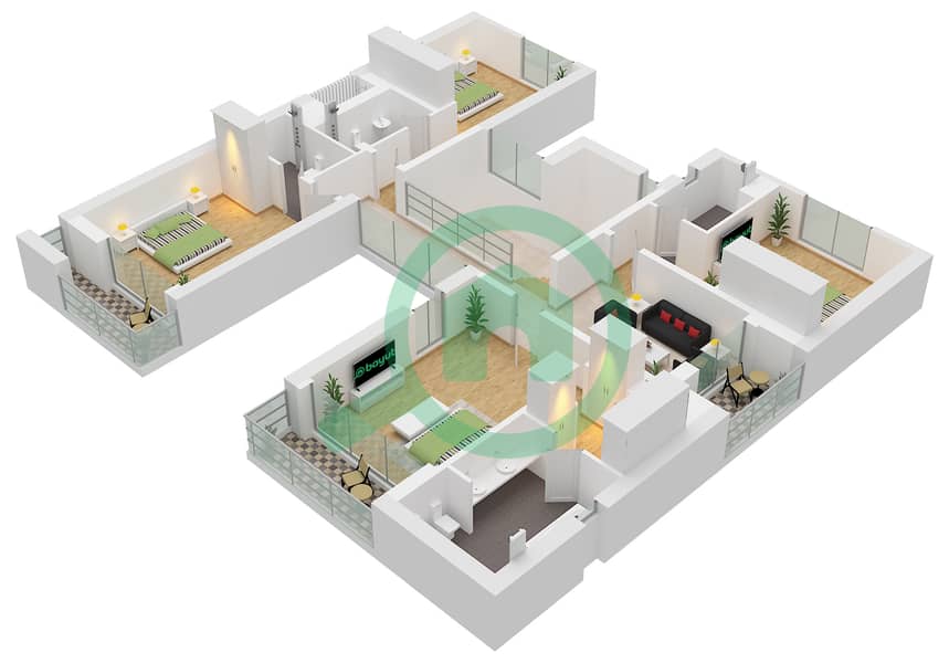 Каян - Вилла 5 Cпальни планировка Тип RIHAL First Floor interactive3D