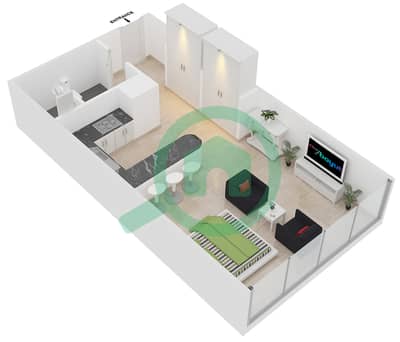 Reef Residence - Studio Apartments Type F Floor plan