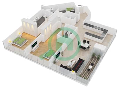 Reef Residence - 2 Bed Apartments Type A Floor plan