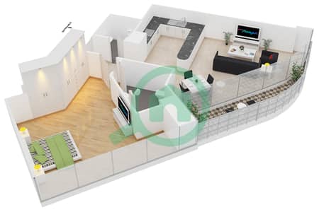 Reef Residence - 1 Bedroom Apartment Type D Floor plan