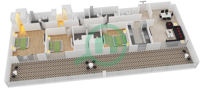 贝尔格莱维亚公寓 - 3 卧室公寓类型3戶型图