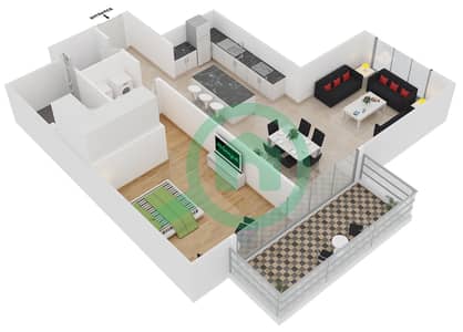 贝尔格莱维亚公寓 - 1 卧室公寓类型2戶型图