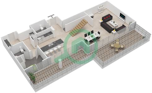 المخططات الطابقية لتصميم الوحدة 1705 شقة 3 غرف نوم - هارتلاند غرينز