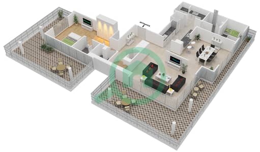 المخططات الطابقية لتصميم الوحدة 3701 شقة 4 غرف نوم - هارتلاند غرينز