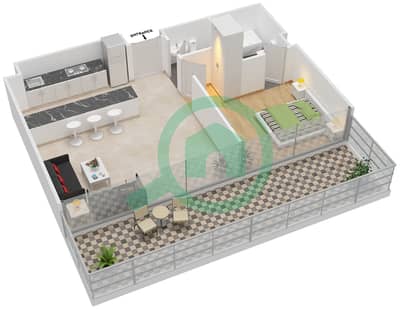 المخططات الطابقية لتصميم النموذج H شقة 1 غرفة نوم - الملتقى افينيو