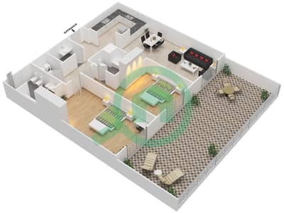 المخططات الطابقية لتصميم النموذج A شقة 2 غرفة نوم - نيو بريدج هيل 3