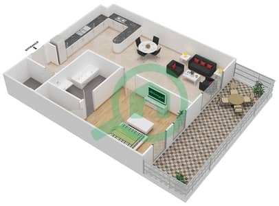 المخططات الطابقية لتصميم النموذج 1 شقة 1 غرفة نوم - كلافرتون هاوس 1