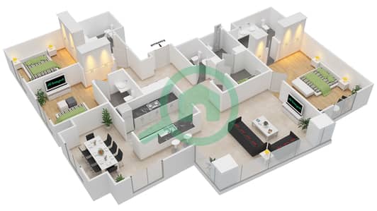 South Ridge 6 - 3 Bedroom Apartment Suite 02 FLOOR 2 Floor plan