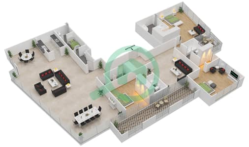 South Ridge 6 - 3 Bedroom Apartment Suite 02 FLOOR 38 Floor plan