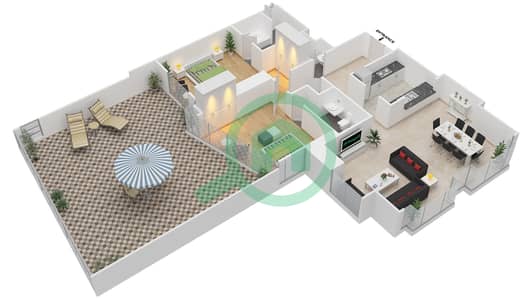 المخططات الطابقية لتصميم التصميم 01 FLOOR 2 شقة 2 غرفة نوم - أبراج ساوث ريدج 6