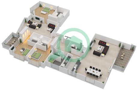 المخططات الطابقية لتصميم التصميم 01 FLOOR 38 شقة 3 غرف نوم - أبراج ساوث ريدج 6