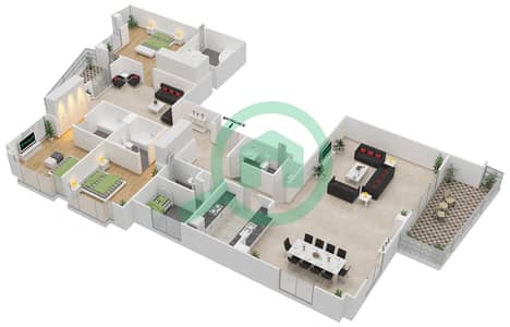 المخططات الطابقية لتصميم النموذج 01 FLOOR 39 شقة 3 غرف نوم - أبراج ساوث ريدج 6