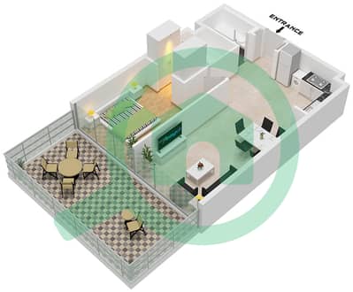 المخططات الطابقية لتصميم النموذج 2 FLOOR 1 شقة 1 غرفة نوم - بارك أفينيو 3 (عزيزي جرينفيلد)