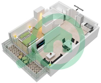المخططات الطابقية لتصميم النموذج 2A FLOOR 2-6 شقة 1 غرفة نوم - بارك أفينيو 3 (عزيزي جرينفيلد)