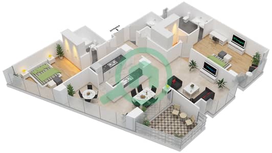 South Ridge 3 - 2 Bedroom Apartment Suite 02 FLOOR 3-23 Floor plan