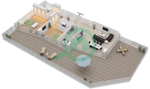 南岭2号大厦 - 2 卧室公寓套房02 FLOOR 2戶型图