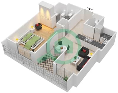 The Cosmopolitan - 1 Bedroom Apartment Type 1 Floor plan