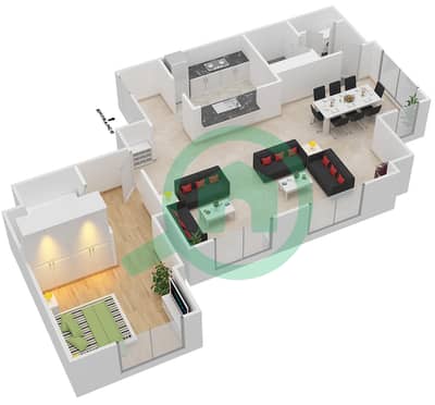Тхе Резиденс 8 - Апартамент 1 Спальня планировка Гарнитур, анфилиада комнат, апартаменты, подходящий 2 FLOOR-1