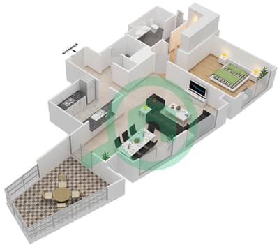 七号公寓大楼 - 1 卧室公寓套房3A FLOOR 1戶型图