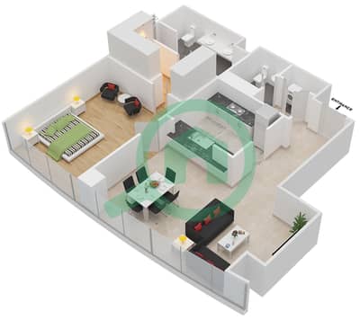 The Residence 7 - 1 Bedroom Apartment Suite 2B FLOOR 2 Floor plan